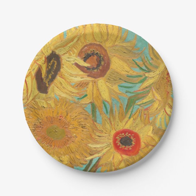 Plato De Papel Los girasoles de Van Gogh (Anverso)