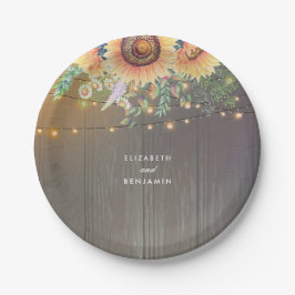 Plato De Papel Los girasoles y las cuerdas iluminan el refugio rú