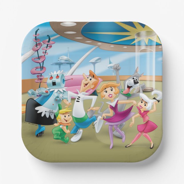 Plato De Papel Los Jetsons | Fiesta de danza familiar (Anverso)