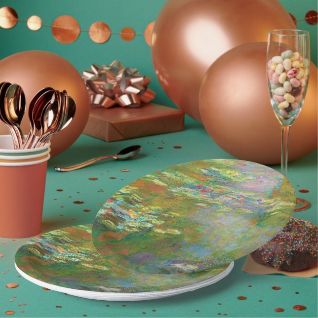 Plato De Papel Los lirios de agua de Claude Monet (Multi)