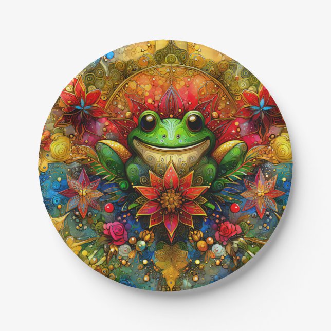 Plato De Papel Los NAVIDADES De Un FROG ~ Cute ~ (Anverso)