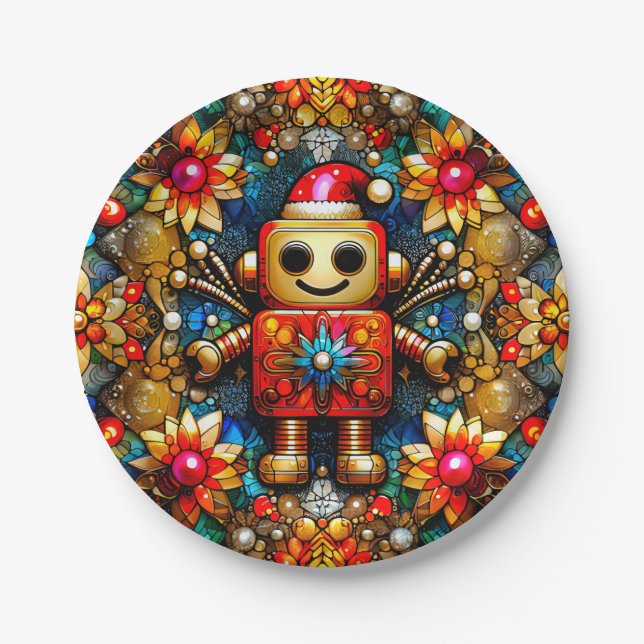 Plato De Papel Los NAVIDADES De Un ROBOT ~ Cute ~ (Anverso)