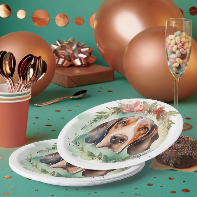 Plato De Papel Los Navidades de Walker Wreath Festive Pup (Multi)