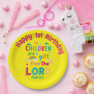 Plato De Papel "Los niños son un regalo del Señor" Personalizado
