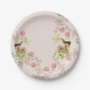 Plato De Papel Los pájaros del colibrí subió la placa de papel