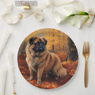 Plato De Papel Los pekingeses en otoño se inspiran en las hojas