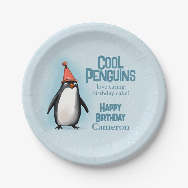 Plato De Papel Los pingüinos de Guay celebran el cumpleaños del n (Anverso)