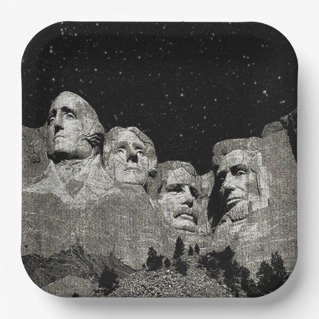 Plato De Papel Los presidentes estadounidenses Monte Rushmore, (Anverso)
