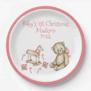 Plato De Papel Los primeros Navidades del bebé personalizan al be