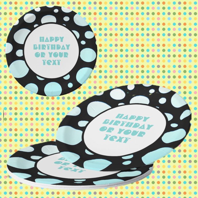 Plato De Papel Los puntos de polka azul y blanco retro diversión  (Subido por el creador)
