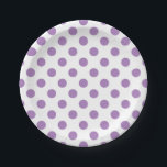 Plato De Papel Los puntos de polka de lavanda sobre blanco<br><div class="desc">Puntos de lavanda y de polka blanca</div>