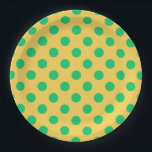 Plato De Papel Los puntos de polka verde sobre el amarillo<br><div class="desc">Los puntos de polka verde sobre el amarillo</div>