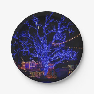 Plato De Papel Los saludos del árbol azul