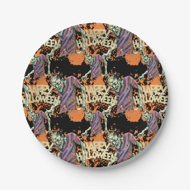 Plato De Papel Los zombies espeluznantes espantaron la fiesta de  (Anverso)