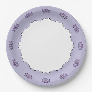 Plato De Papel Loto exquisito en la placa de papel morado