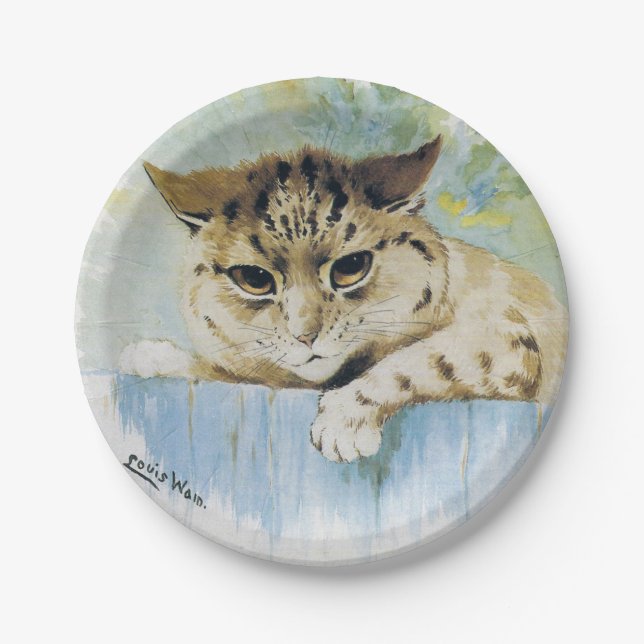 Plato De Papel Louis Wain - Ilustracion de la puerta contigua del (Anverso)