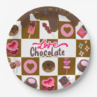 Plato De Papel Love Chocolate" Sweet Treats Party Plates – Brown 