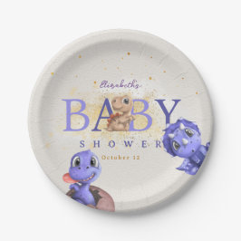 Plato De Papel Love Dino Simple Funny Dragon Baby Shower