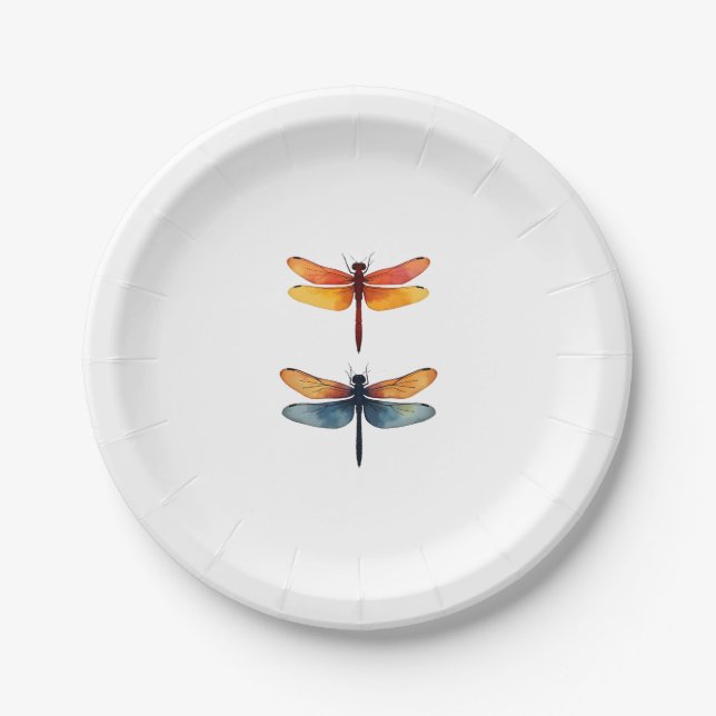 Plato De Papel Love Dragonflies child small simple Minimalist Dra (Anverso)
