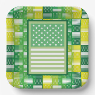 PLATO DE PAPEL LOVE. EEUU / USA FLAG GREEN COLORS BY MASANSER