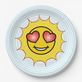 Plato De Papel Love Emoji Sun