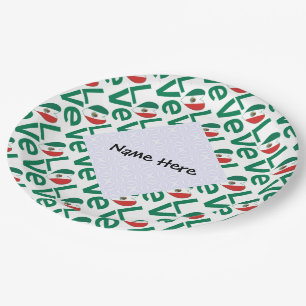 Plato De Papel LOVE en baldosas verdes mexicanas