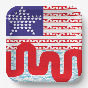 PLATO DE PAPEL LOVE EXPERIMENTAL USA FLAG STARS BY MASANSER