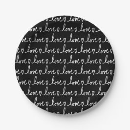 Plato De Papel Love Handwritten Valentine's Party Paper Plates
