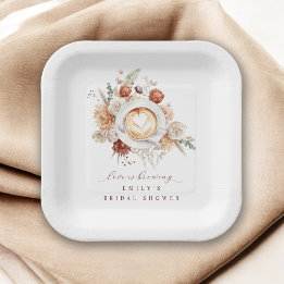 Plato De Papel Love is Brewing Boho Rustic Floral Bridal Shower