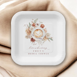 Plato De Papel Love is Brewing Boho Rustic Floral Bridal Shower