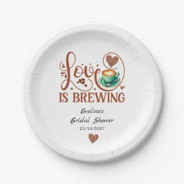 Plato De Papel Love Is Brewing Bridal Shower Terracotta Coffee 