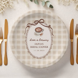 Plato De Papel Love is Brewing Gingham Coffee Bridal Shower