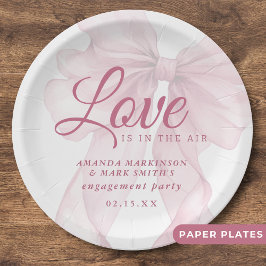 Plato De Papel Love Is In The Air Mauve Pink Bow Engagement