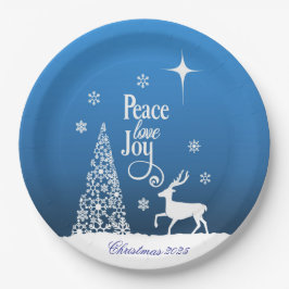 Plato De Papel Love, Joy, Peace, Christmas - Personalize