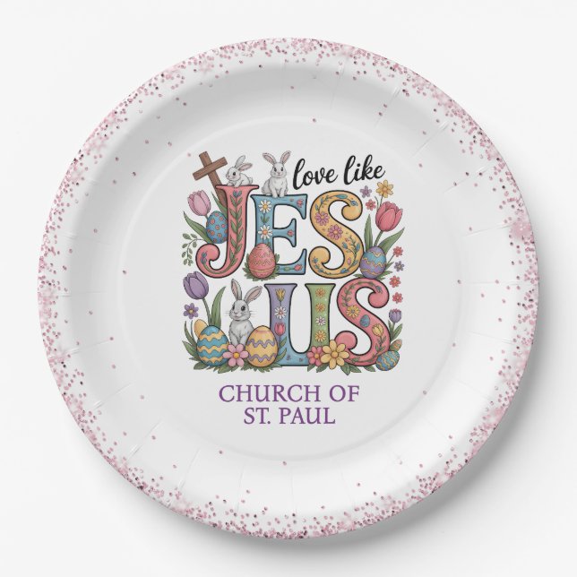 Plato De Papel Love Like Jesus Easter Sunday (Anverso)