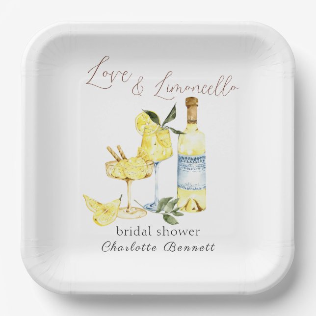Plato De Papel Love Limoncello Cocktail Bridal Shower (Anverso)