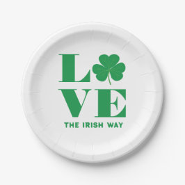 Plato De Papel Love Shamrock Clover Personalizado irlandés Textos