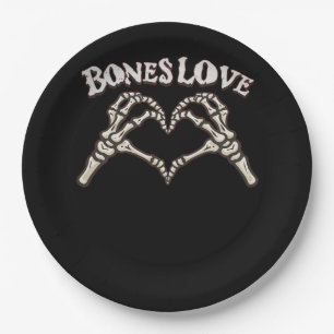 Plato De Papel Love Skeleton Hand Classic