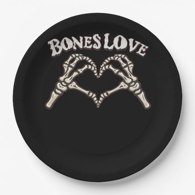 Plato De Papel Love Skeleton Hand Classic (Anverso)