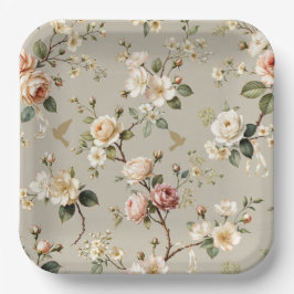 Plato De Papel LoveBird Floral Party Plate