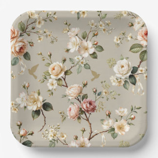 Plato De Papel LoveBird Floral Party Plate