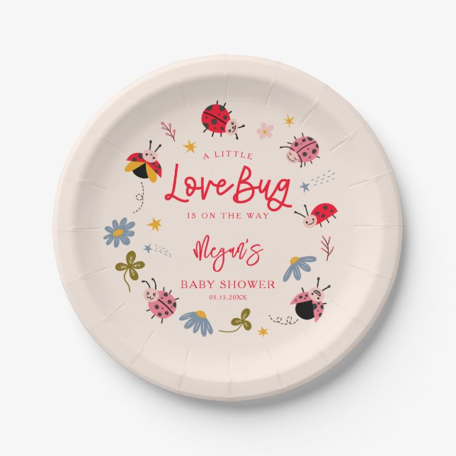 Plato De Papel Lovebug Summer Baby Shower (Anverso)