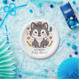 Plato De Papel Lovely Dreamy Wolf Baby Shower
