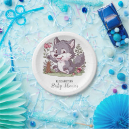 Plato De Papel Lovely Little Wolf Baby Shower