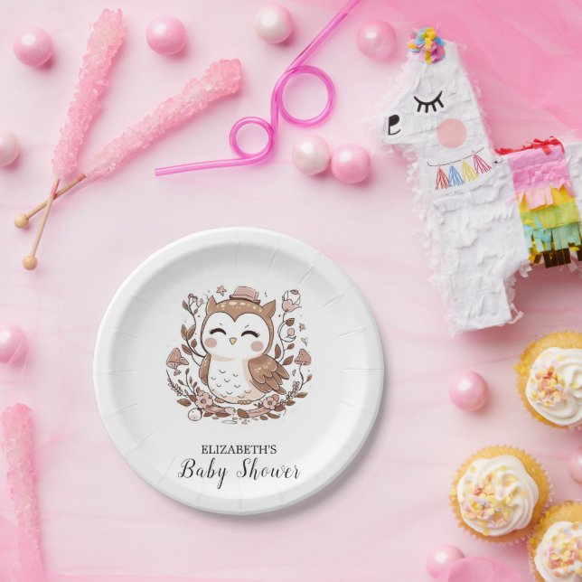 Plato De Papel Lovely Mystical Owl Baby Shower (Fiesta)