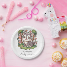 Plato De Papel Lovely Mystical Wolf Baby Shower