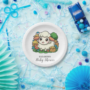 Plato De Papel Lovely Whimsical Sheep Baby Shower