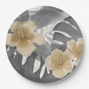 Plato De Papel Luana acuarela Floral neutra tropical