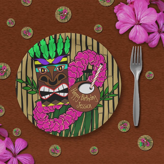 Plato De Papel Luau Birthday Party Plates Custom Name (Subido por el creador)