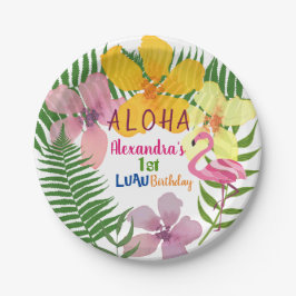 Plato De Papel Luau Floral 1er cumpleaños